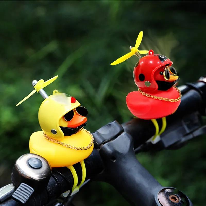 Bicycle Breaking Wind Duck TikTok Little Yellow Duck Electric Motorcycle Turbo  Duck Decoration Helmet Horn Decorative Light