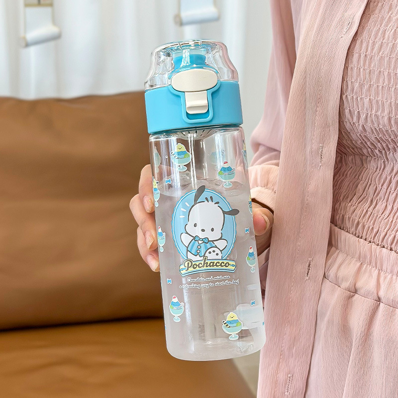 Botellas de agua con tiempos para beber, bonitas botellas de agua con tapa  dorada para mujeres, botella de agua de plástico Tritan ecológica de 1