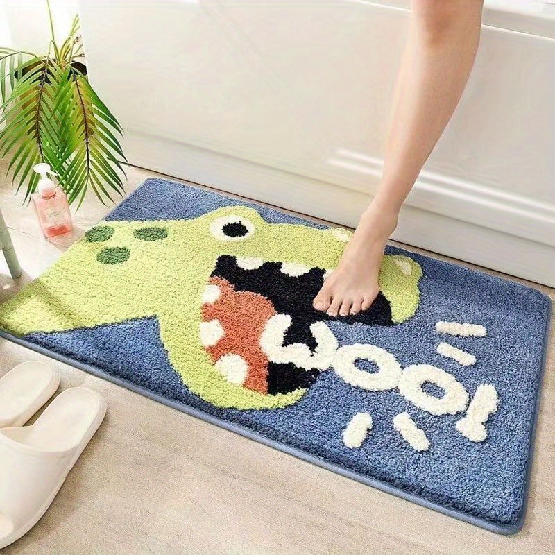 1pc Bath Rug, Cute Animal Pattern Imitation Cashmere Floor Mat