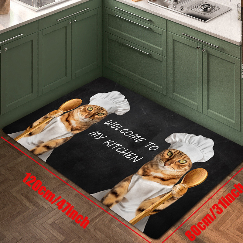 Cartoon Chef Print Kitchen Rugs Soft Comfortable Mat - Temu