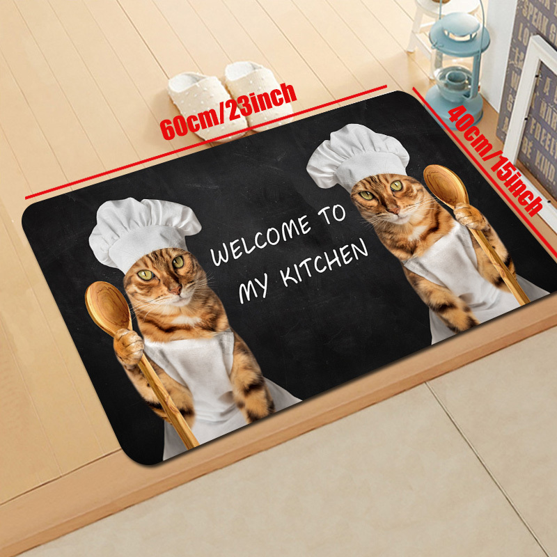 Cartoon Chef Print Kitchen Rugs Soft Comfortable Mat - Temu