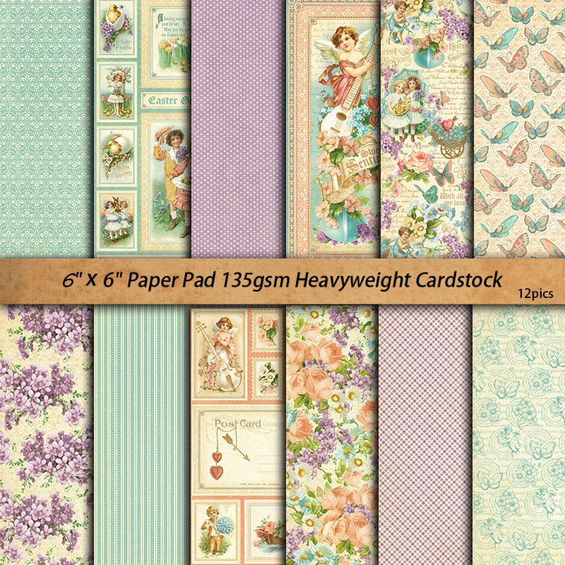 12pcs Retro Flower Cluster Paper Journal Decoration DIY Tools Student Stationery