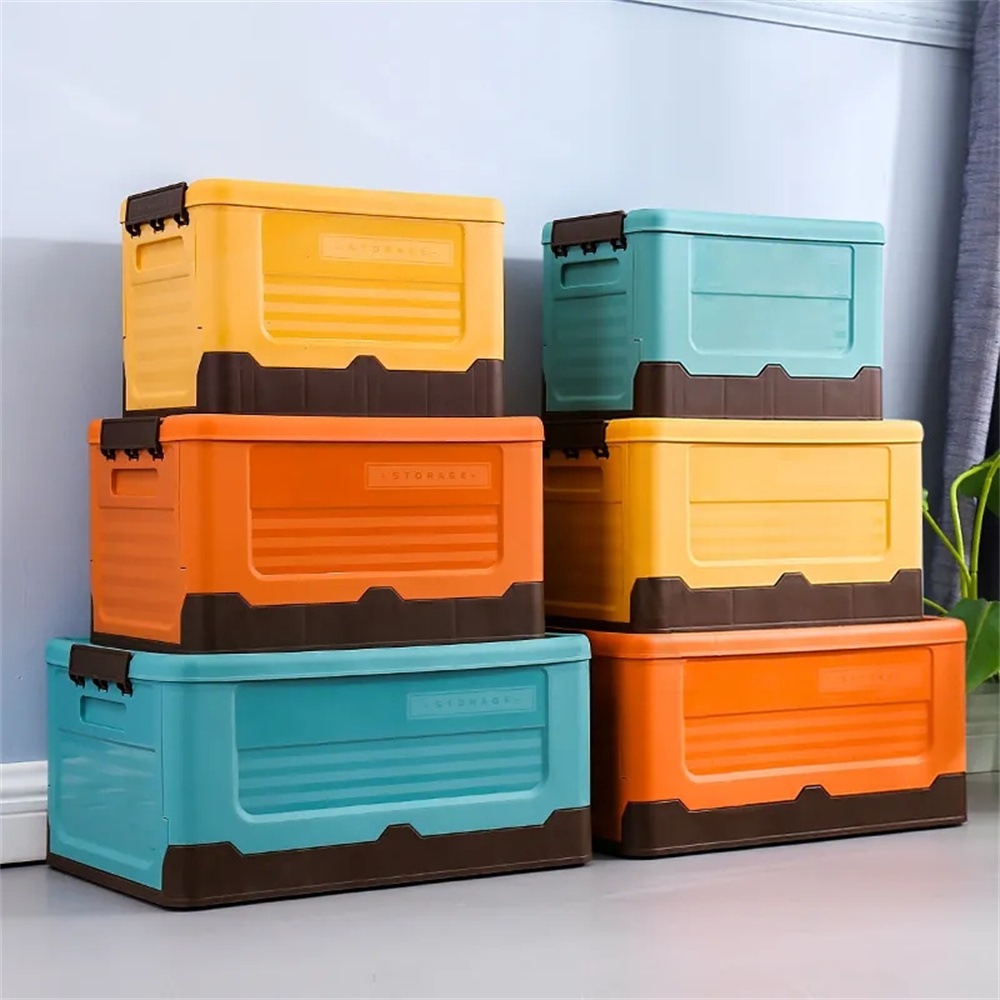 Plastic Foldable Storage Box With Lids Handle Stackable - Temu