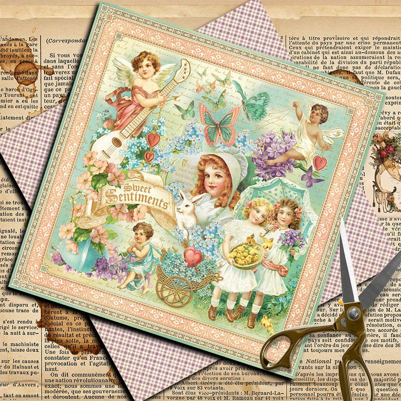 12pcs Retro Flower Cluster Paper Journal Decoration DIY Tools Student Stationery