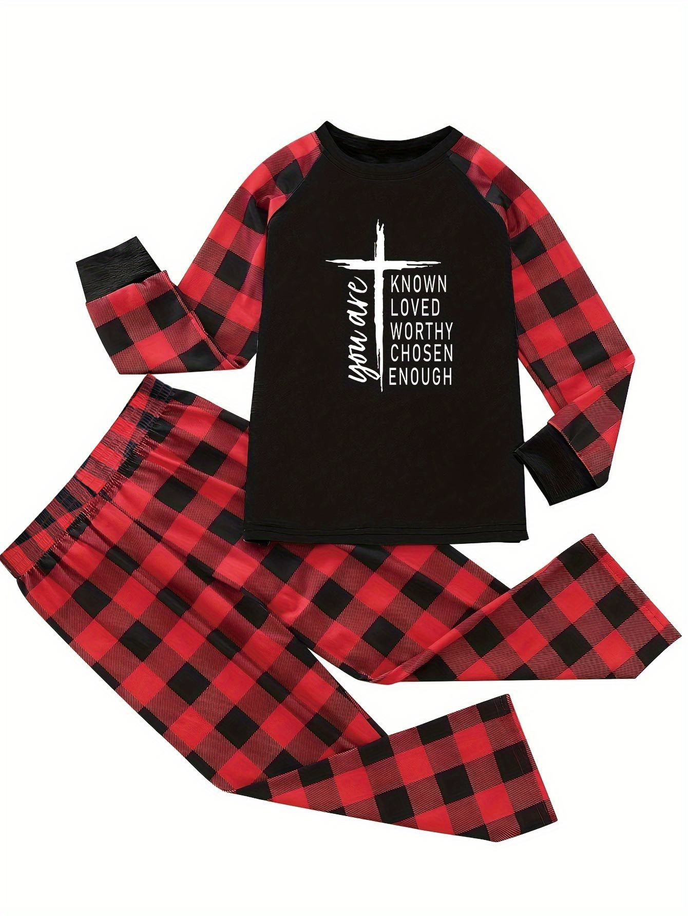 Joyspun Women's Long Sleeve Flannel Sleep Top and Pants Pajama Set