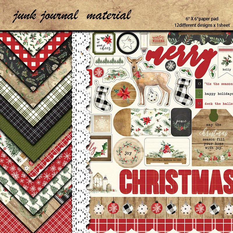 Large Size Farmhouse Christmas Material Paper Retro Journal - Temu