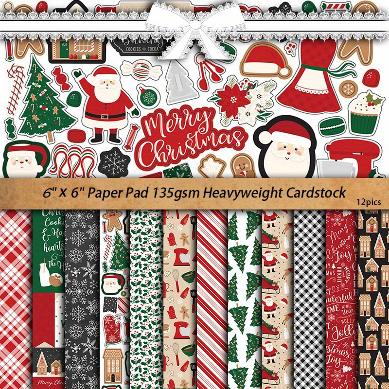 Christmas Classic Pattern Paper Set Decorative Craft Paper - Temu