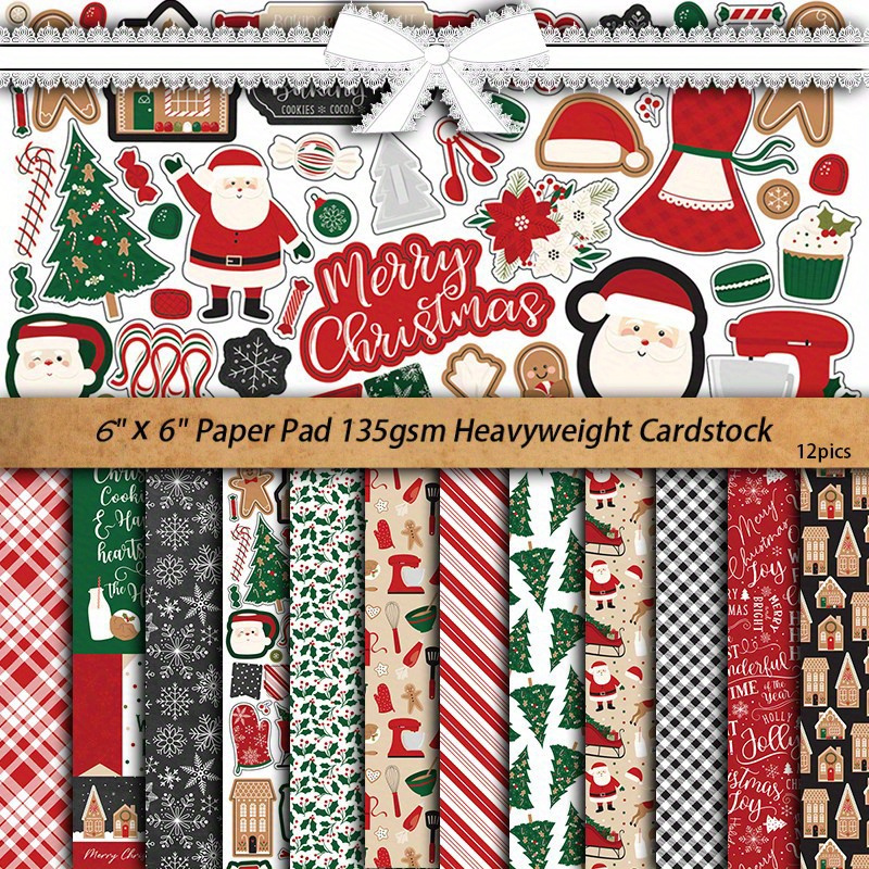 12pcs Large Size Christmas Bakery Paper Retro Journal - DIY Gift for Adults