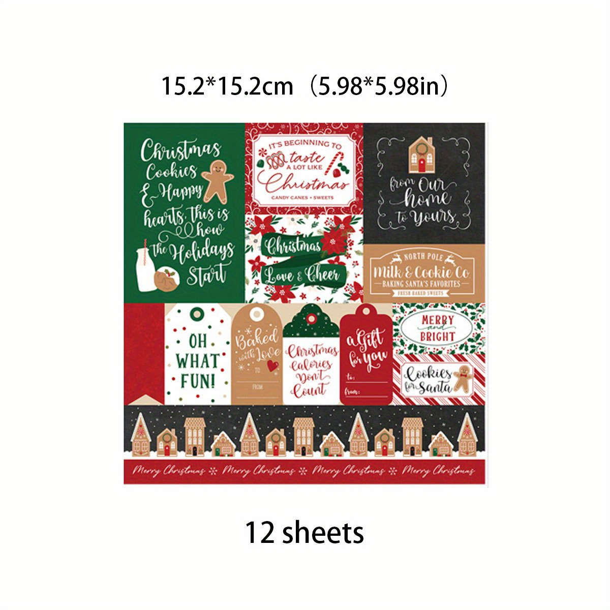 12pcs Large Size Christmas Bakery Paper Retro Journal - DIY Gift for Adults