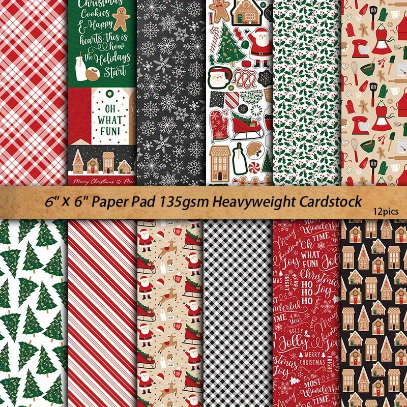 12pcs Large Size Christmas Bakery Paper Retro Journal - DIY Gift for Adults