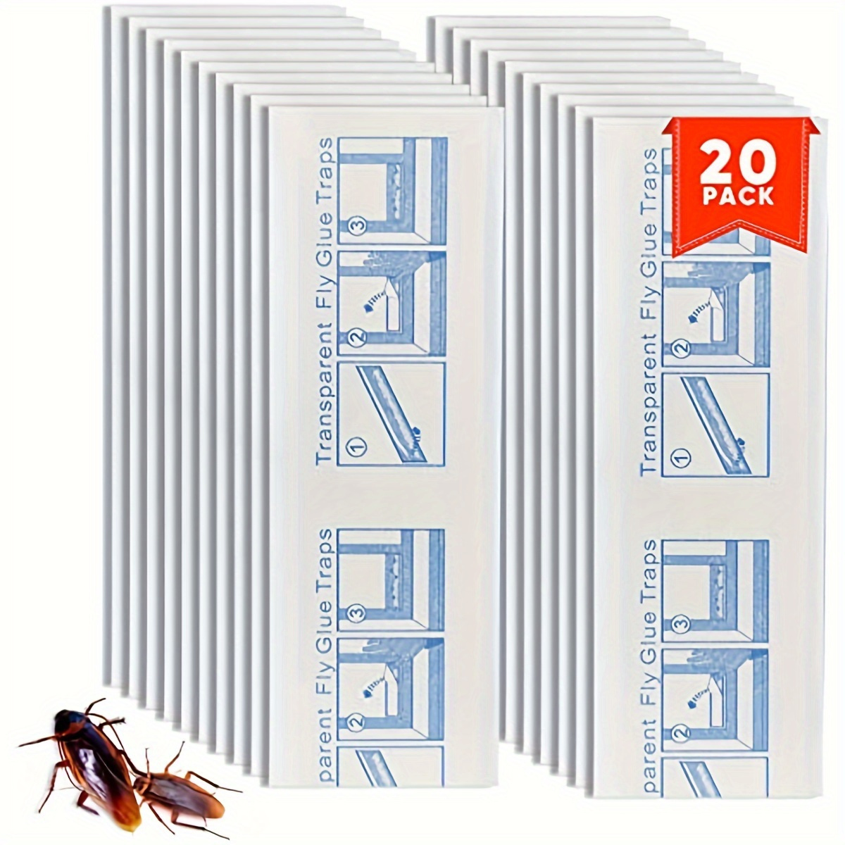 Garsum 60 Pack Window Fly Sticky Traps Indoor Clear,House Fly Paper Bug  Catcher, Fly Tape Glue Strips Gnat Killer Window Decal for Home