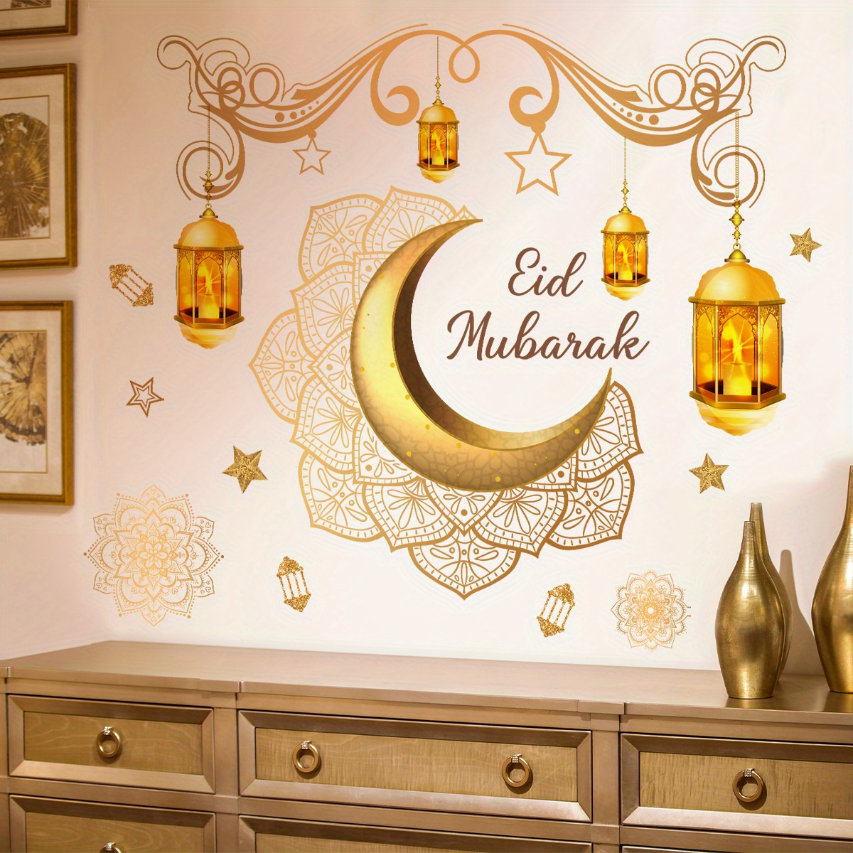 

1pc Lantern Moon Sticker, Living Room Bedroom Room Decoration Wall Sticker, Self Adhesive Wall Sticker