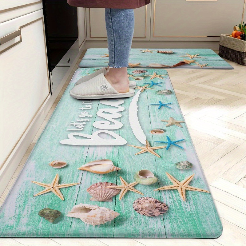 Anti fatigue Kitchen Mat For Floor Shell Starfish Seaside - Temu