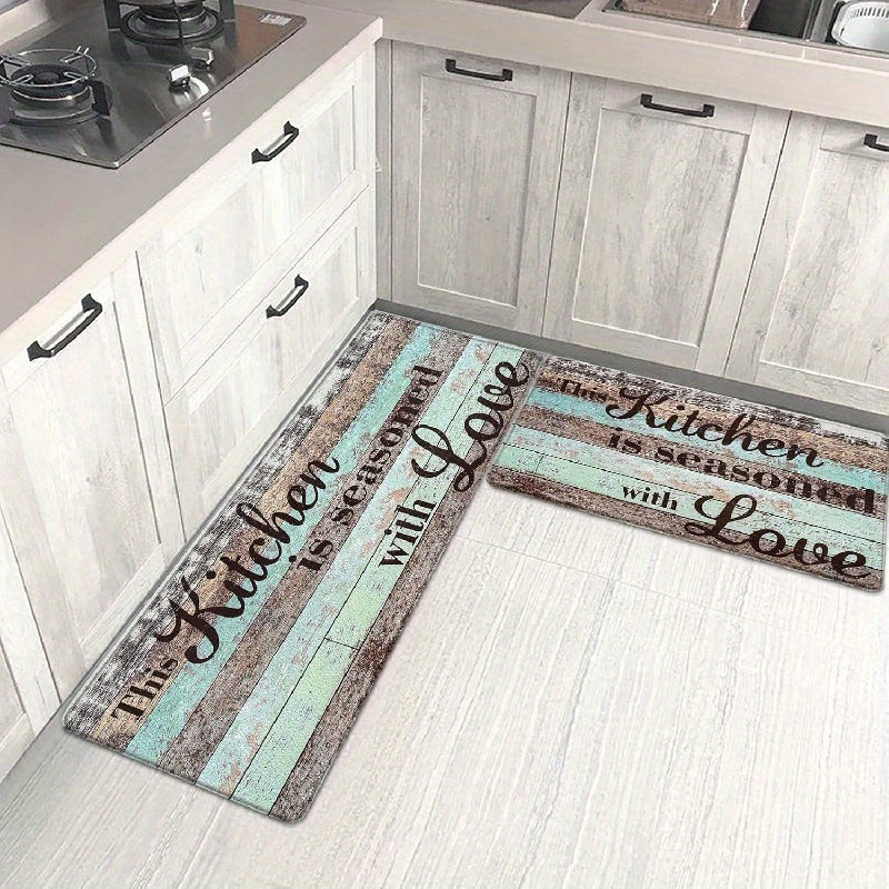  Teal Kitchen Rugs and Mats 2 Piece Non Slip Washable