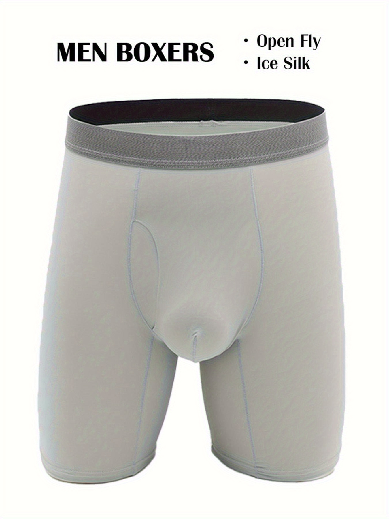 Asian Size Men's Underwear Ice Silk Cool Long Boxer Briefs - Temu