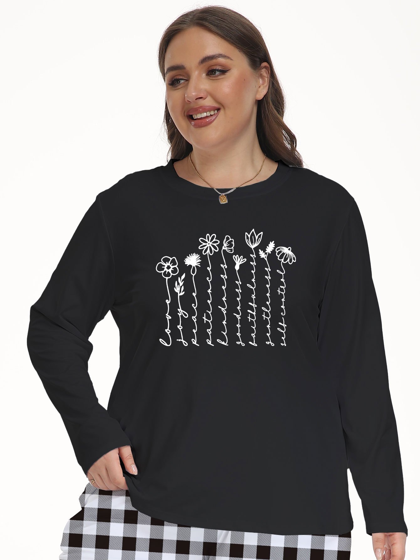 Daisy Print Long Sleeve Crew Neck Lounge Top