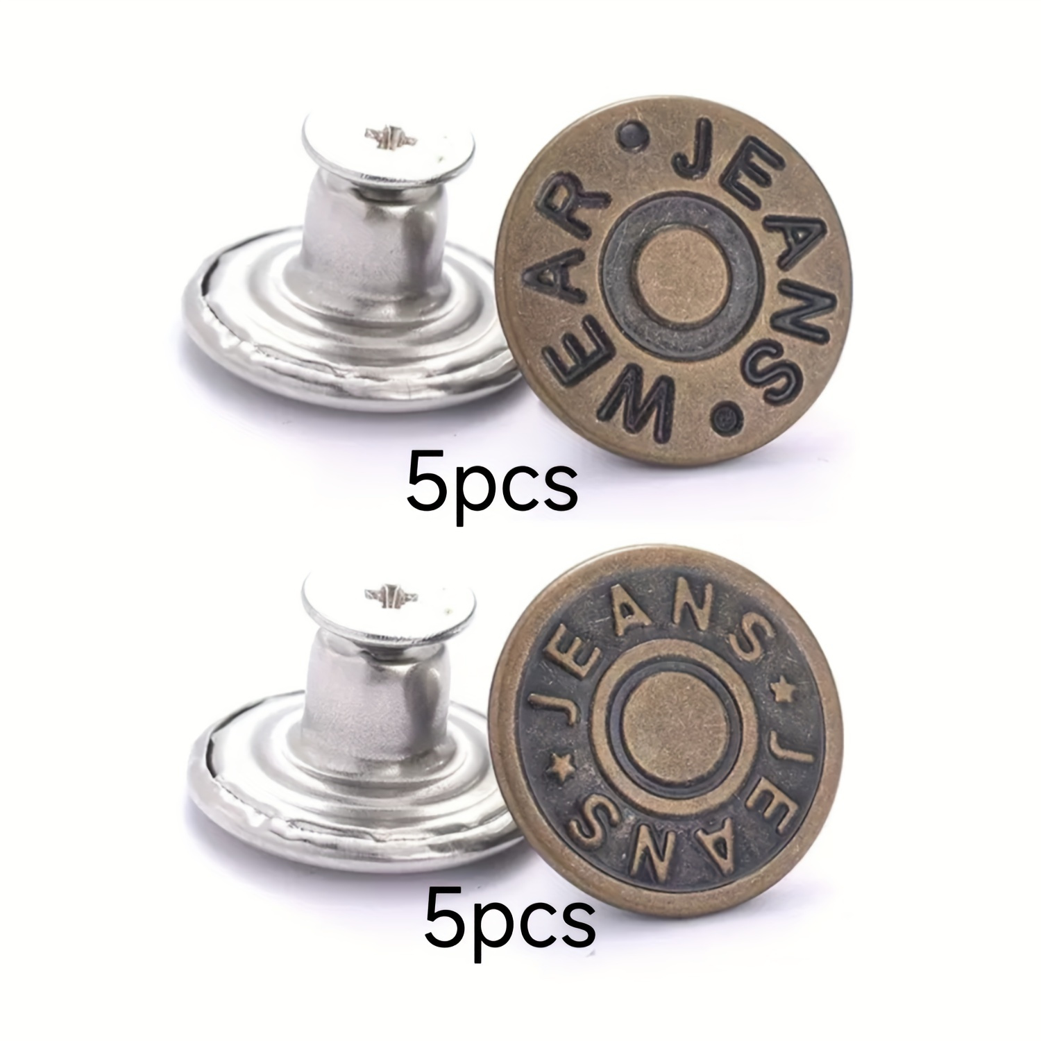 

10 boutons en métal pour jeans, 17 mm/0.669 pouces, boutons en cuivre détachables pour pantalons, à vis avec tournevis, pour la réparation et l'ajustement des vêtements pour hommes.