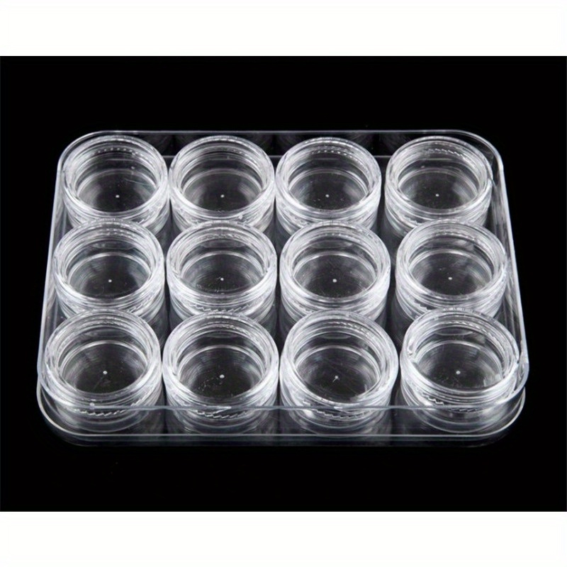 12pcs/set Plastic Clear Round Small Box, Transparent Storage Container Box,  Mini Portable Organizer With Lid, For Jewelry Beads Parts Nail Art Accesso