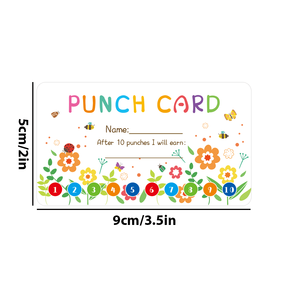 50/100pcs Punch Cards, My Reward Cards For Classroom Student, Home Behavior  Incentive For Children, Loyalty Cards For Business Flower Punch Cards