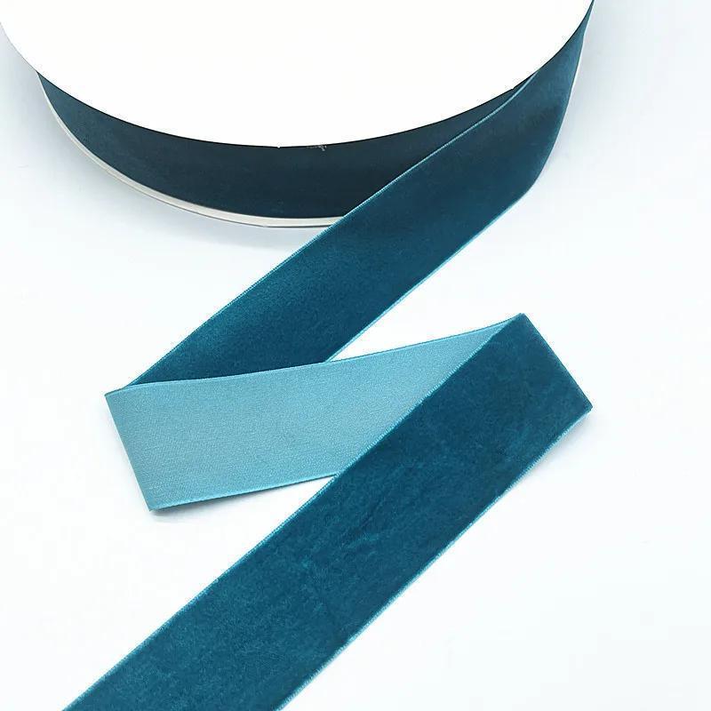 38mm Single Face Blue Velvet Ribbon for Handmade Gift Bouquet Wrapping  Party Decoration Christmas Inelastic