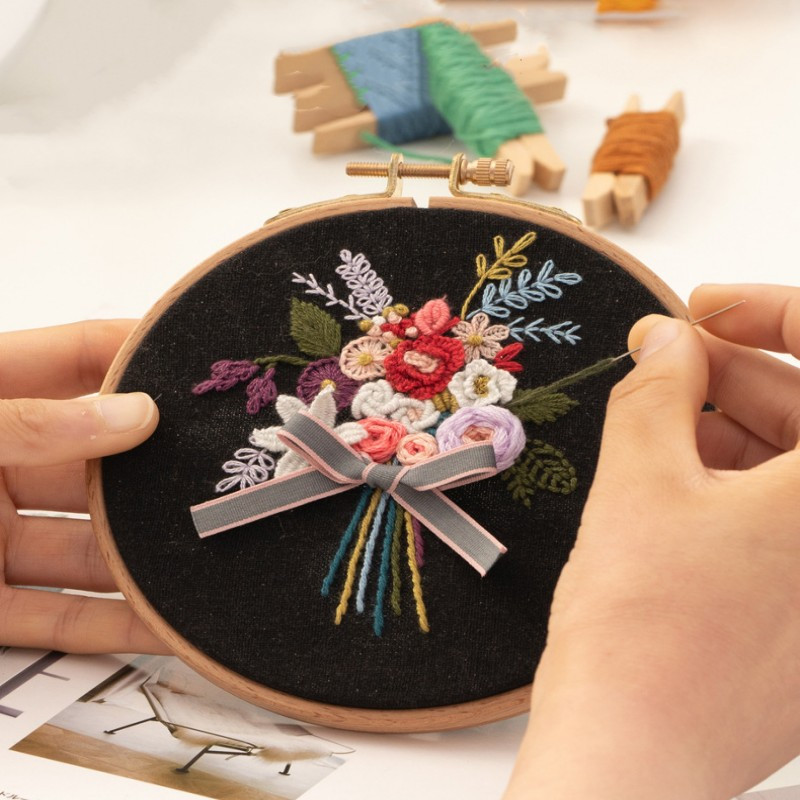 Embroidery Handmade Diy Material Package Beginner Making - Temu