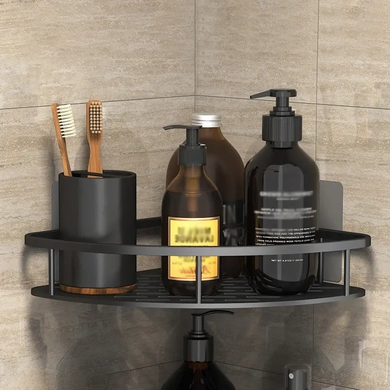 1pc Bathroom Storage Rack, Utilize This Drill-free Corner Shower