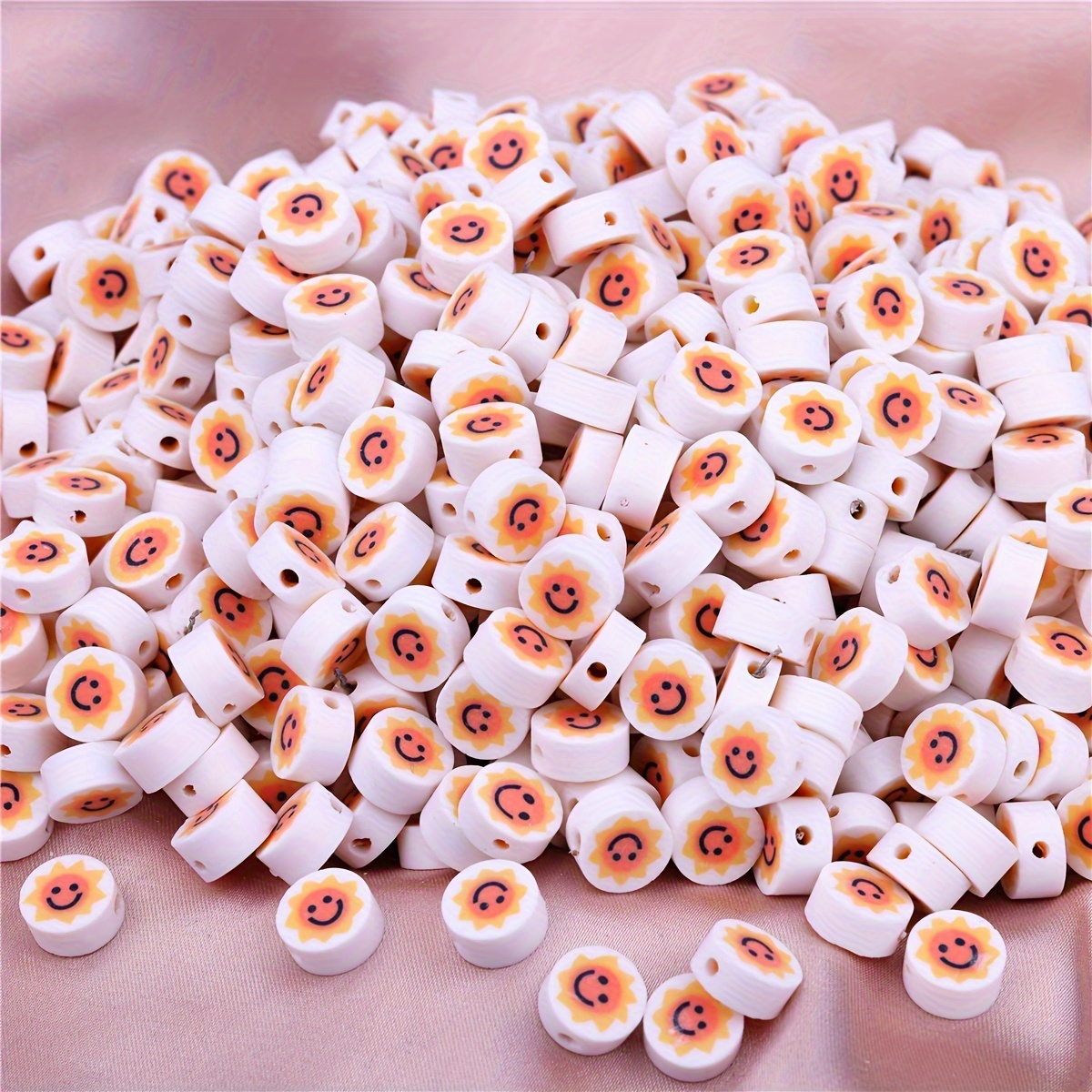 200pcs Smiley Face Polymer Clay Beads Charms for Bracelet Necklace Jewelry  Making (Smiley Face)
