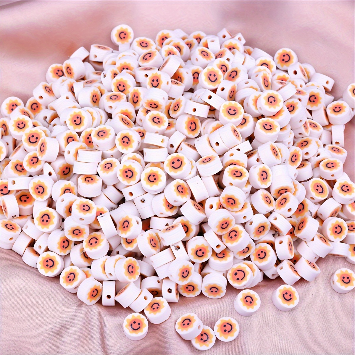 Polymer Clay White Background Sun Smiling Face Perforated Beads, For  Jewelry Making, Diy Bracelet Necklace Phone Bag Chain Craft Supplies - Temu  United Arab Emirates