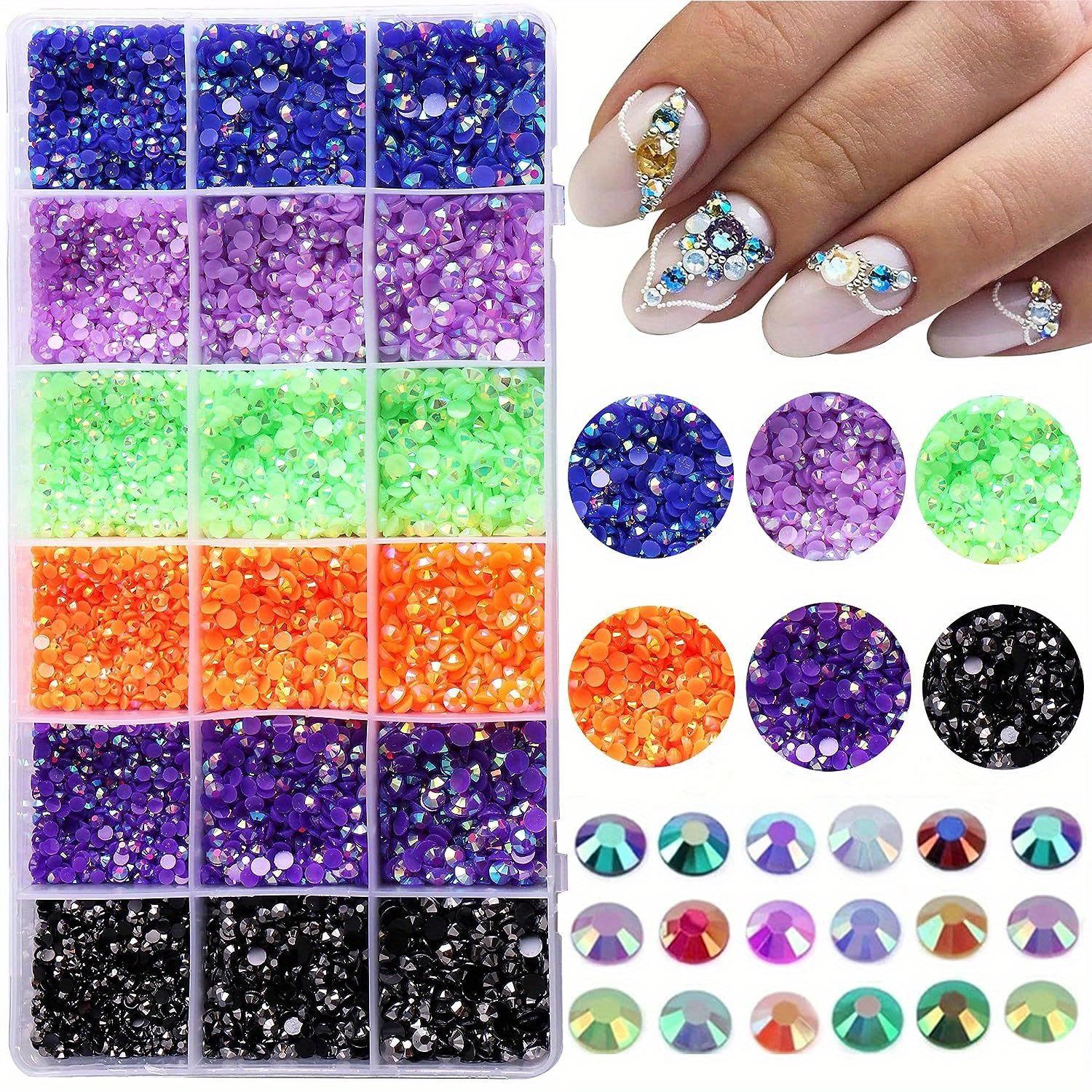 2500 Pieces Clear Hotfix Rhinestones, 6 Mixed Sizes Crystal Flatback  Rhinestones for Nail Art, 3D Nail Diamonds Charms, DIY Crafts Face Phones  Clothes Shoes Jewelry Bag(AB) 