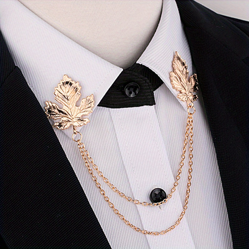 Wholesale GORGECRAFT 2pcs Wolf Head Long Chain Brooch Lapel Pin for Men  Collar Chain Tassel Brooch Pins Coat Suit Clothes Decoration Accessories  Husband Anniversary Birthday Gifts Crafts(Gold) 