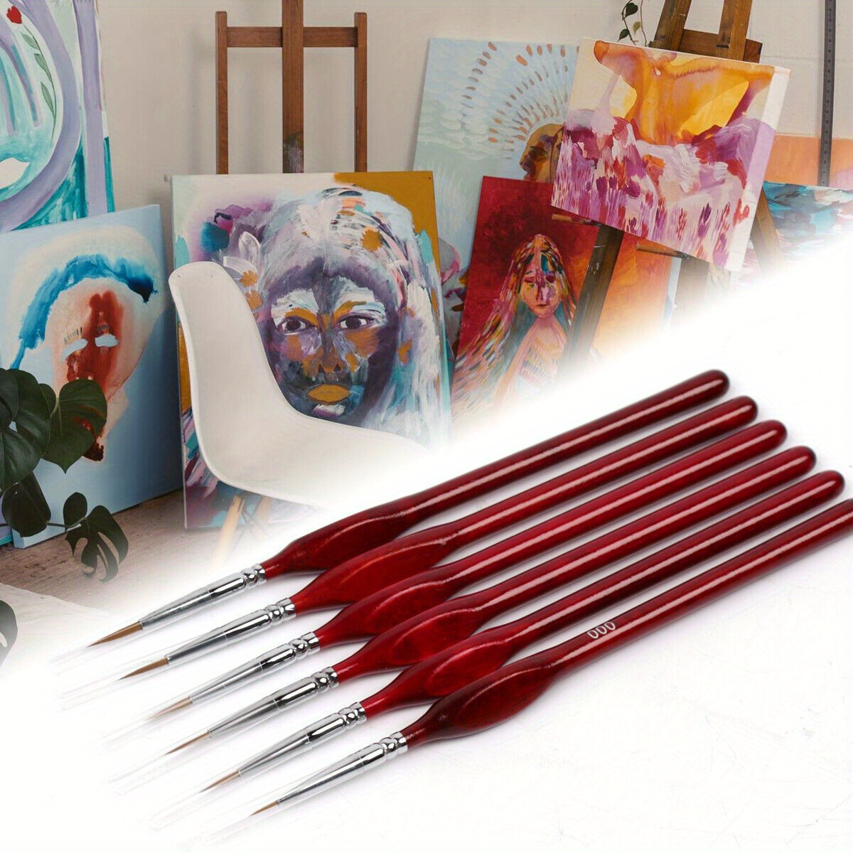 6Pcs Extra Fine Tip Detail Paint Brush Pen for Miniatures Model