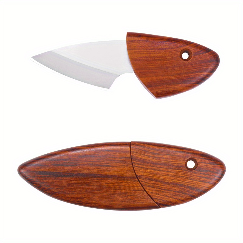 Small Fat Dolphin Knife Mini Pocket Knife Portable Chinese Block Knife Wood  Grain Outdoor Portable Express Short Knife Kitchen Fruit Knife