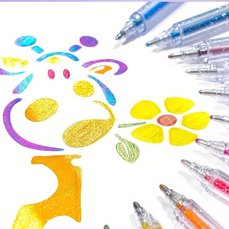 12 Packs Of Flashing Jelly Pen Journal Juice Pen Flashing Sparkling  Pearlescent Quicksand Shiny Fluorescent Journal Pen