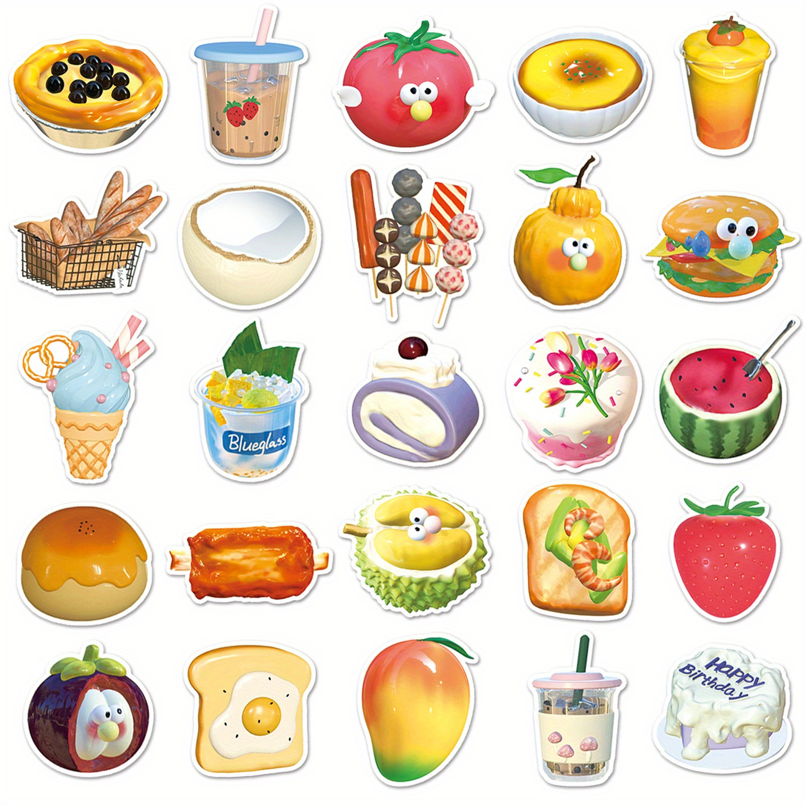 50 cartoon fruit stickers coconut drink stickers laptop water