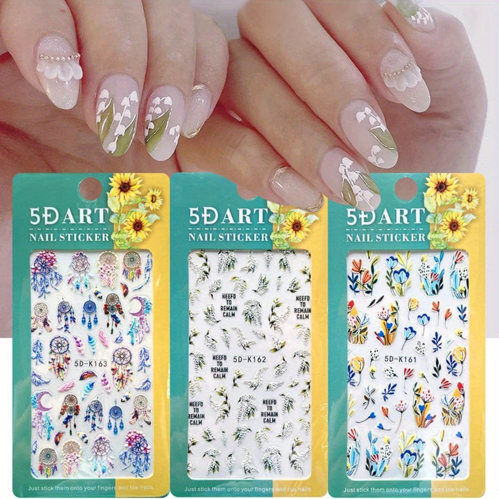 3d Y2k Nail Art Stickers Self adhesive Leaf Bird Peacock - Temu