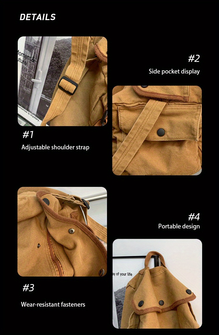 1pc Fashion Shoulder Bag For Men Trendy Versatile Canvas Crossbody Bag  Couple Style Street Creative Shoulder Bag