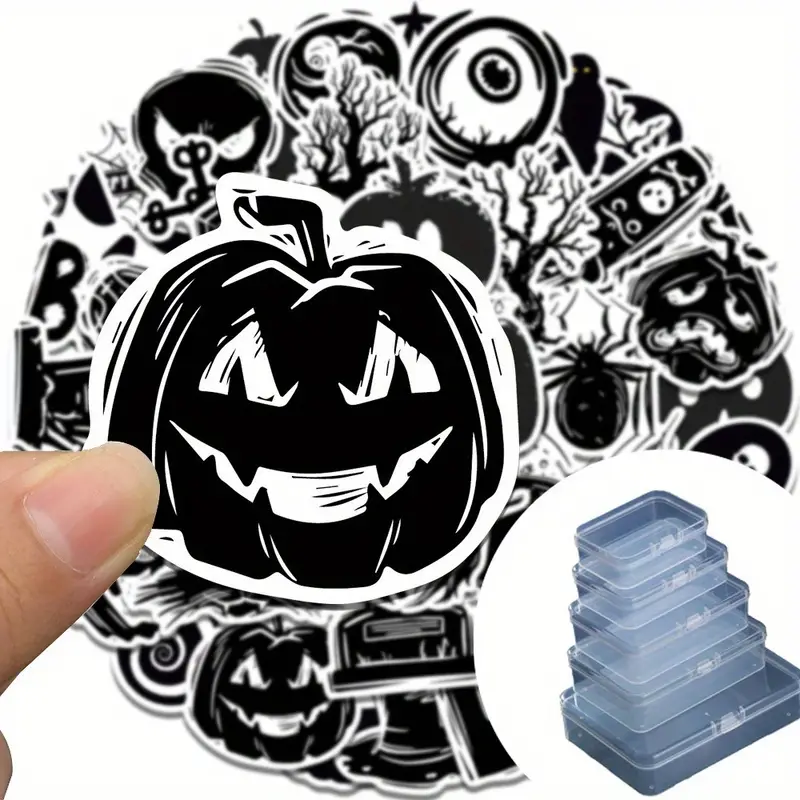 Halloween Goth Stickers Black White Graffiti Halloween - Temu