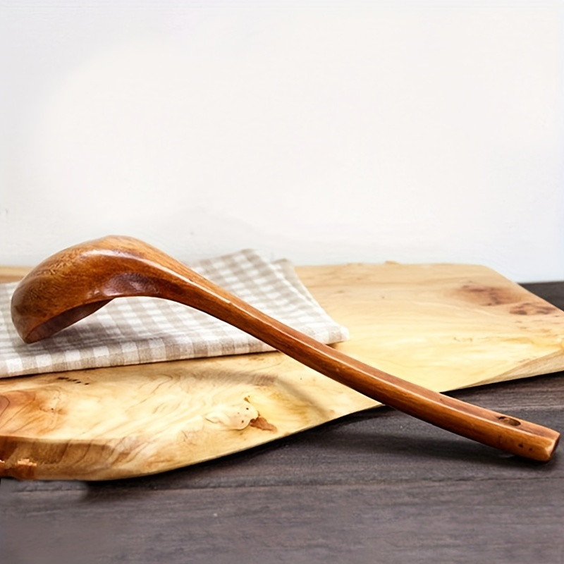 Natural Wooden Ladle Non Stick Straight And Long Handle - Temu