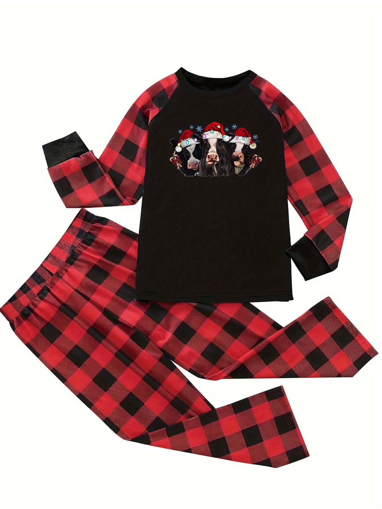 Plus Size Christmas Cute Pajama Set Women's Plus Elk - Temu