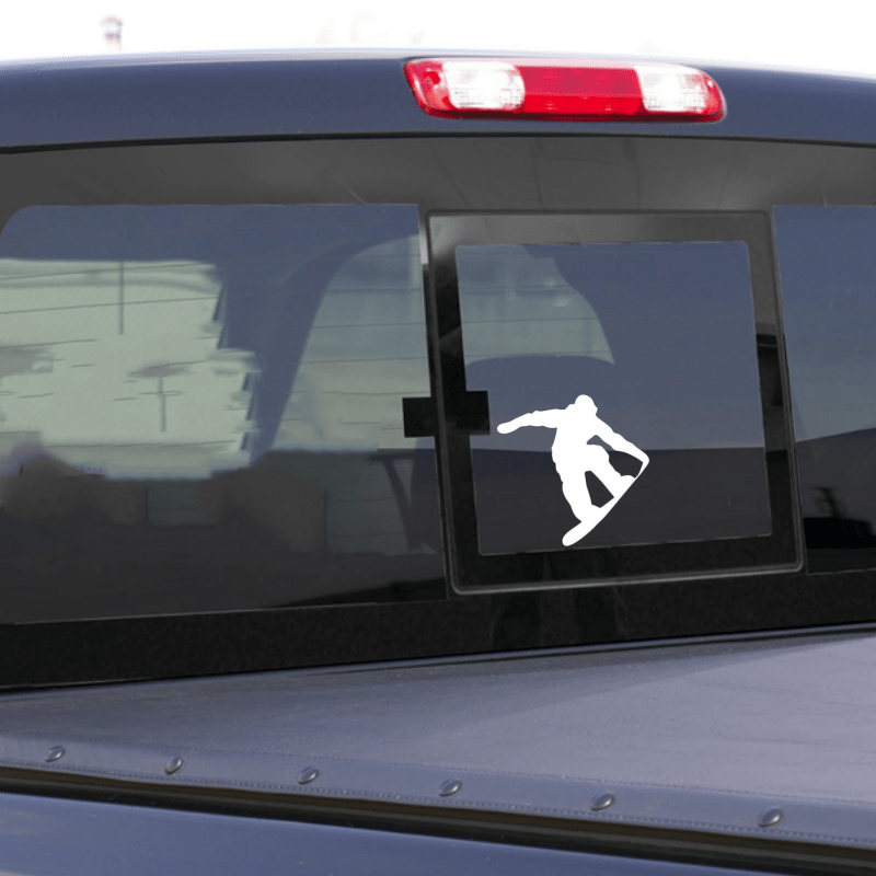 Snowboarder Jumping Silhouette Car Window Vinyl Decal Sticker 6 Wide  (White)