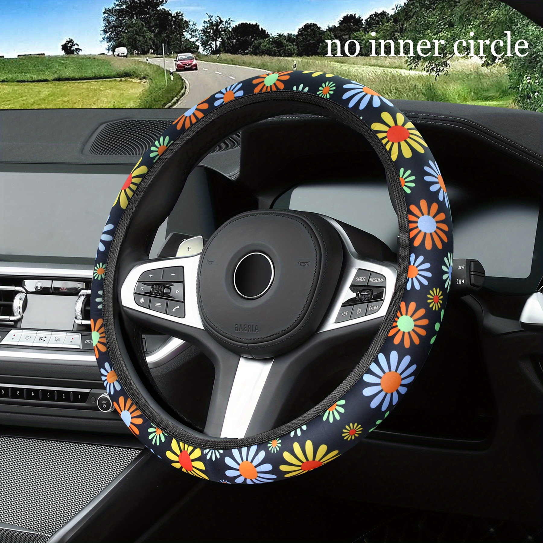 Universal Car Cute Daisy Car Interior Knitted Steering Wheel Cover Styling  Interior Accessories Product - Temu