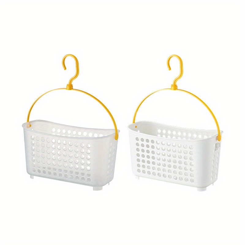 Plastic Hanging Shower Basket With Hook, Shampoo Shower Gel Holder