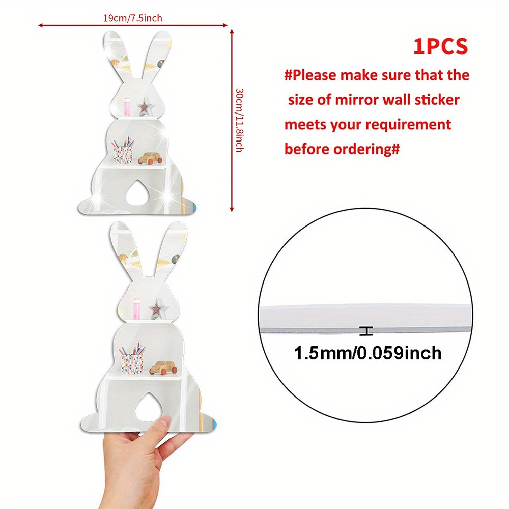 3d Acrylic Mirror Wall Sticker Cartoon Animal Rabbit Frog - Temu