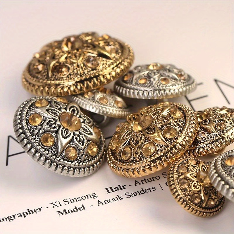 Super Luxury Golden Rhinestone Buttons For Sewing And - Temu