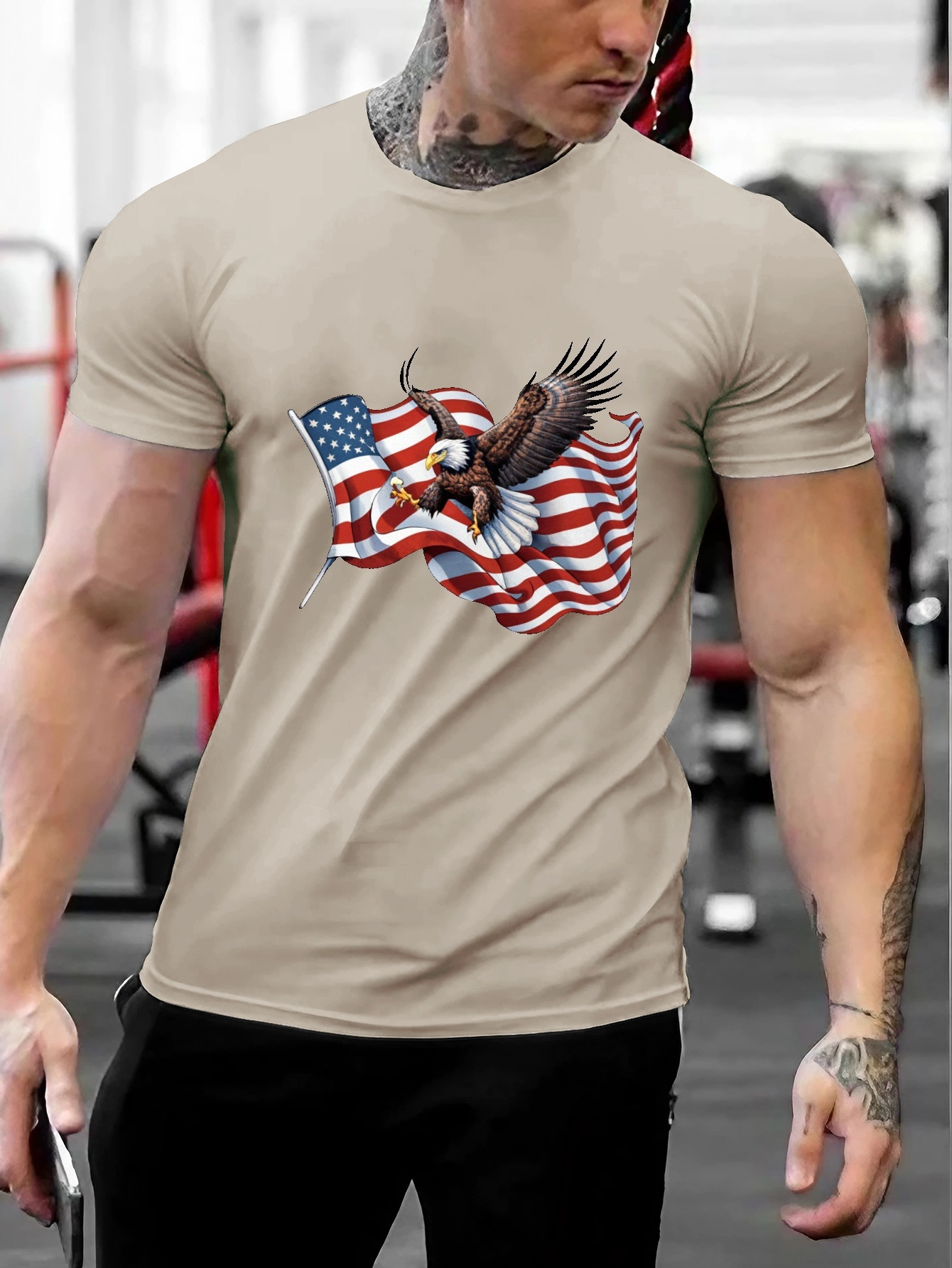 Plus Size Men's T shirt Us Flag Eagle Graphic Print T shirt - Temu