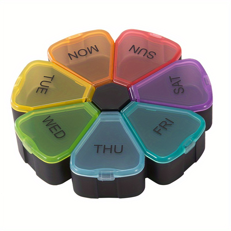 Rainbow Pill Organizer Portable 7 Day Medicine Box With For - Temu