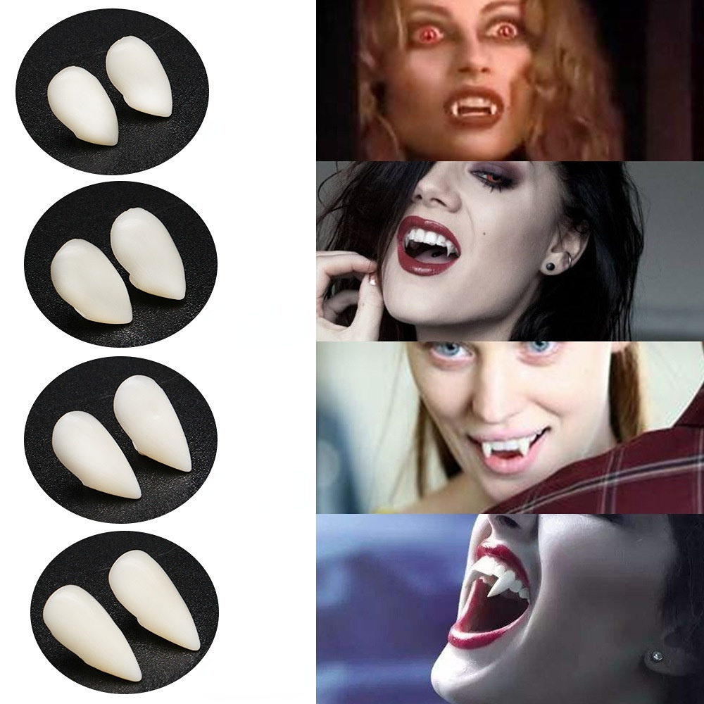 Dientes de colmillos de vampiro con adhesivo, accesorios de cosplay,  decoración de fiesta de Halloween, dientes falsos de vampiro, colmillos de  hombre