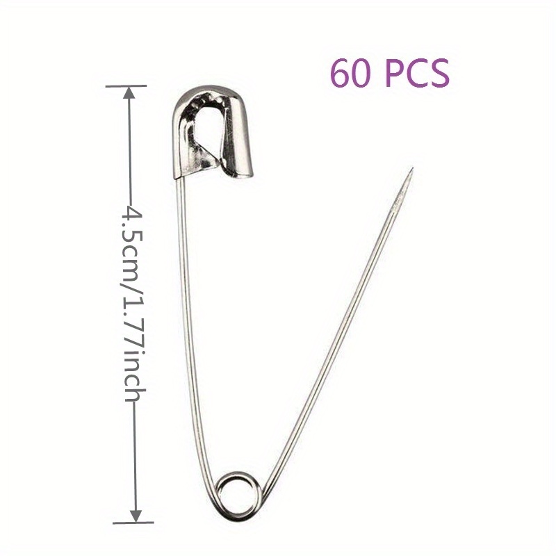 60PCS Safety Pins Large Heavy Duty Stainless Steel Sewing Crafting