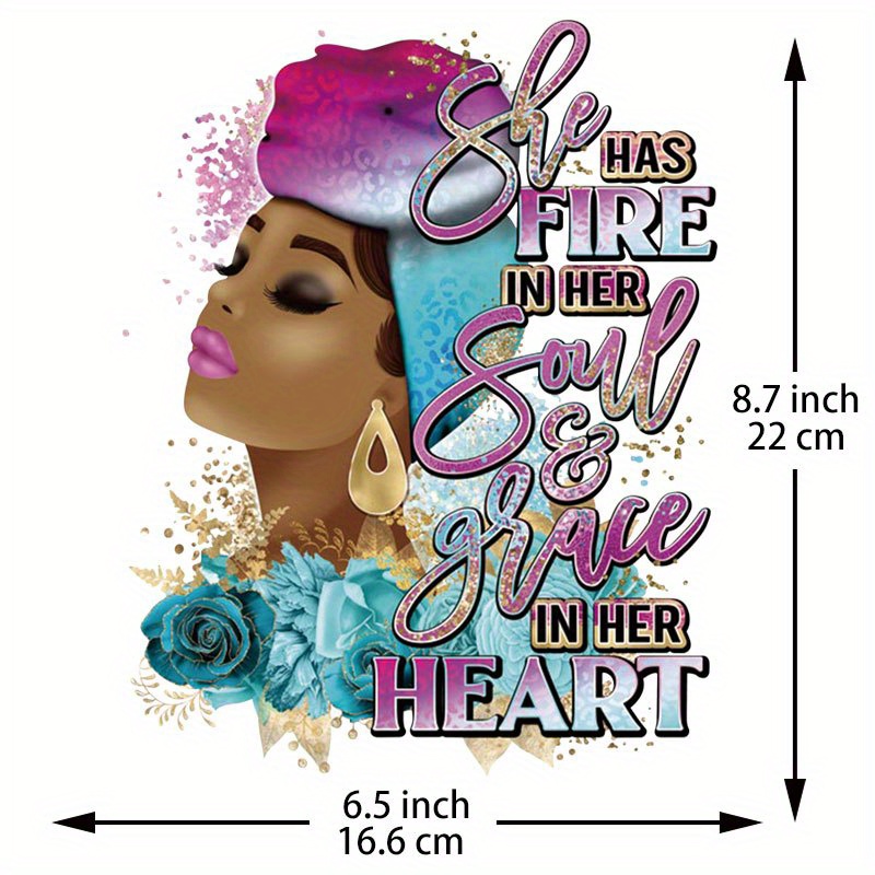 1pc African Black Lady Heat Transfer Designs For Family Iron On Transfer  Vinyl Stickers Washable Heat Press Decals For T-shirts Hoodies Vests Hats  Bac
