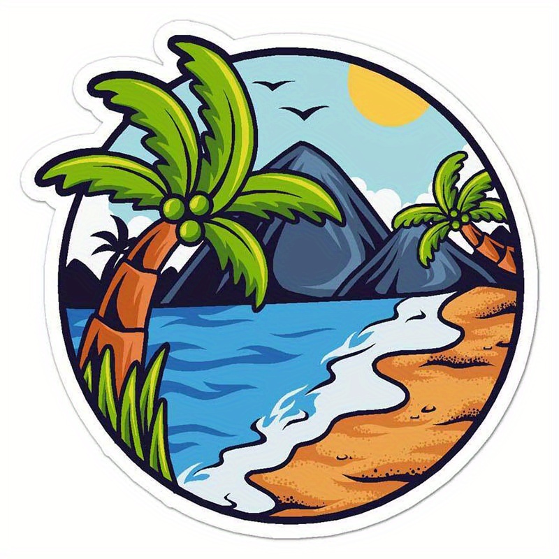 Hawaiian Tropical Beach Stickers Waterproof Vinyl Decals For - Temu
